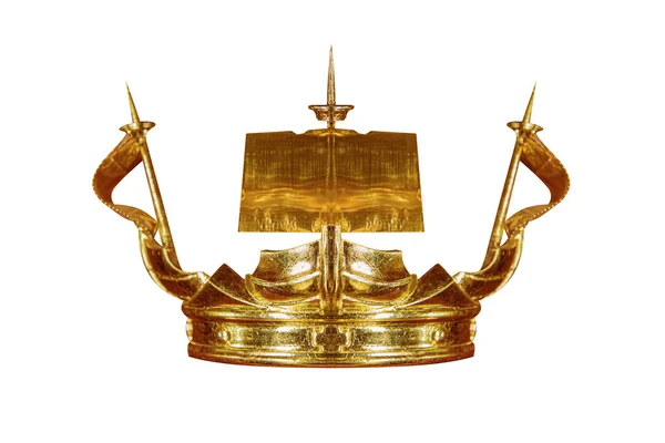 Kronan Golden Krona Isolerad Vit Bakgrund — Stockfoto