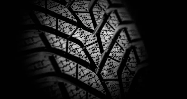 Winter Tire Tread Car Tire Tread Close Studio Shot — Stock Photo, Image
