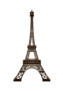 Eiffel Kulesi modeli beyaz arkaplanda izole edildi.