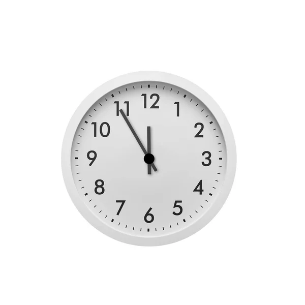 Cinco Minutos Para Doze Horas Relógio Redondo Com Setas Isoladas — Fotografia de Stock