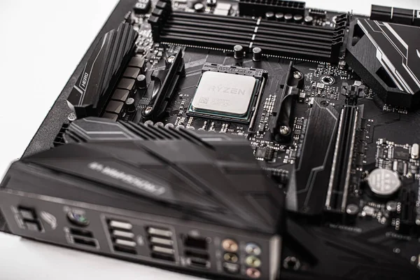 Uzhgorod Ukraine 2018 Box Motherboard Asus Rog Crosshair Vii Hero — 스톡 사진