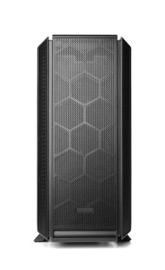 Beyaz arka planda kişisel bilgisayarın hayranları olan bir sistem birimi dosyası aç.