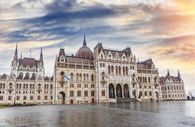 Parliament building in Budapest. Hungary. The building of the Hungarian Parliament is located on the banks of the Danube River, in the center of Budapest.