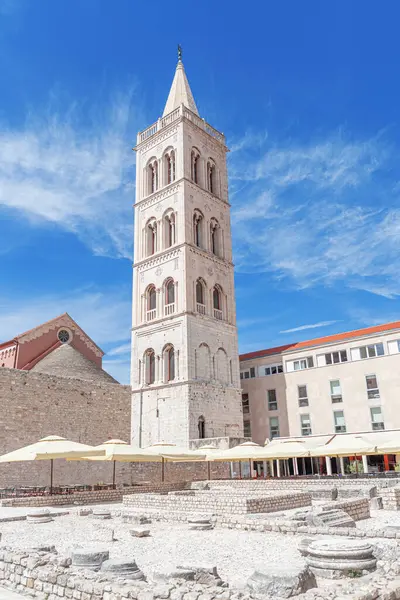 Zadar老城的城市景观 克罗地亚 达尔马提亚的阿德里亚地区 免版税图库照片