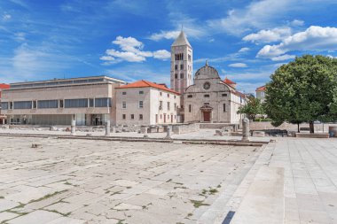 Eski Zadar kasabasının şehir manzarası. Hırvatistan ve Dalmaçya adriyatik bölgesi.