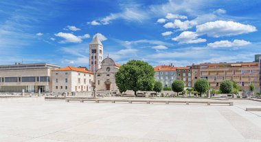 Eski Zadar kasabasının şehir manzarası. Hırvatistan ve Dalmaçya adriyatik bölgesi.