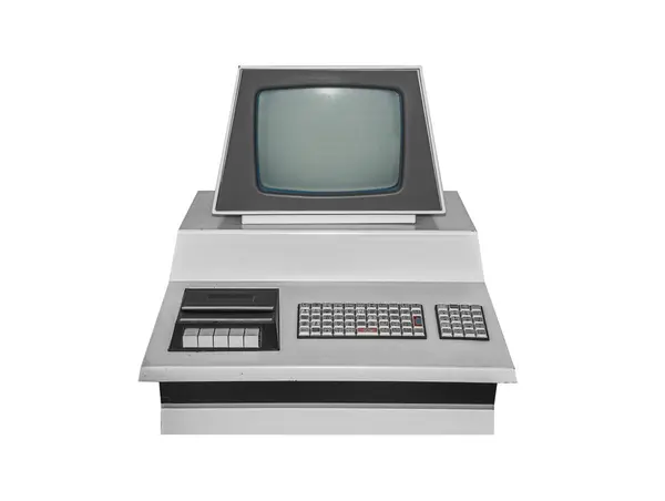 Alter Computer Isoliert Auf Weißem Hintergrund Stockbild