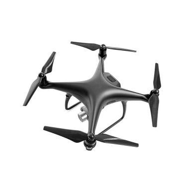 İnsansız hava aracı beyaz bir arkaplanda izole edildi.