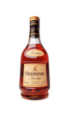 Uzhgorod, Ukraine - October 08, 2020: Hennessy cognac bottle on a white background. clipart