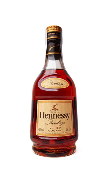 stock image Uzhgorod, Ukraine - October 08, 2020: Hennessy cognac bottle on a white background.