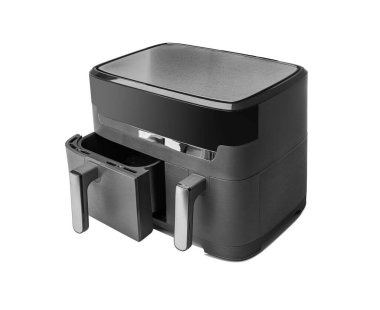 Air Fryer. Beyaz arkaplanda izole edilmiş hava ızgarası çoklu fırını.