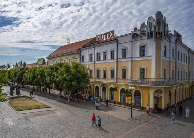 Mukachevo, Ukrayna - 13 Ağustos 2024: Mukachevo şehir merkezi, Transcarpathia, Ukrayna.