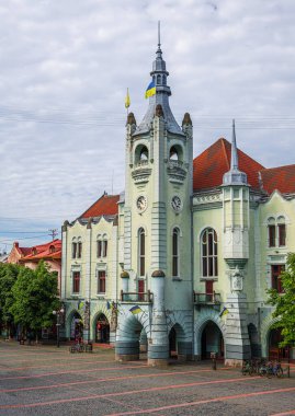 Mukachevo, Ukrayna - 13 Ağustos 2024: Mukachevo şehir merkezi, Transcarpathia, Ukrayna.