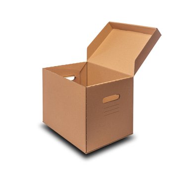 beyaz arkaplanda karton kutu izole.