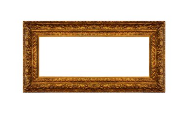 Beyaz arka plan üzerinde izole antika altın resim çerçevesi.