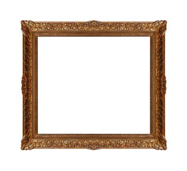 Beyaz arka plan üzerinde izole antika altın resim çerçevesi.