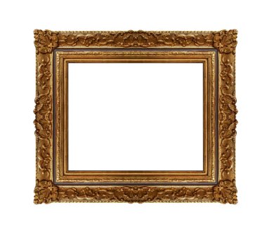 Beyaz arka plan üzerinde izole antika altın resim çerçevesi.