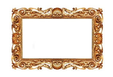 Beyaz arka plan üzerinde izole antika altın resim çerçevesi.