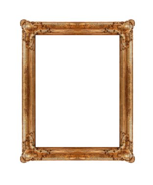 Beyaz arka plan üzerinde izole antika altın resim çerçevesi.