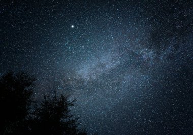 Yıldızlı gökyüzü. Güzel yıldızlı gökyüzü ile gece manzarası