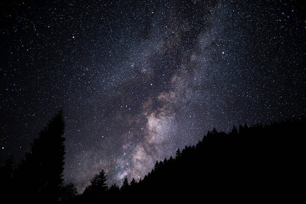 Milky Way Galaxy. Starry sky. Night scape with beautiful starry sky