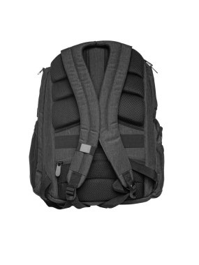 Siyah spor sırt çantası beyaz arkaplanda izole edildi.