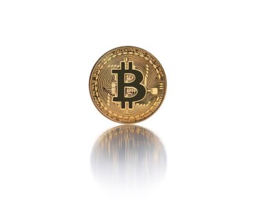 Bitcoin beyaz arka planda izole edilmiş. Bitcoin para.