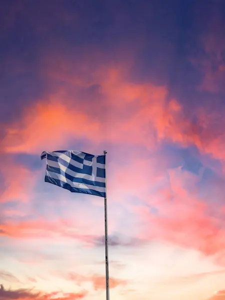 Greece Flag Sky Background — Stock Photo, Image