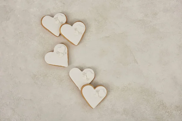 Srdce Cookies Zásnuby Svatební Organizace Stole Styl View — Stock fotografie