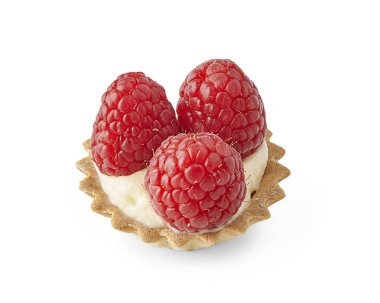 Meyve kremalı tatlı beyaz arka plan, izole.