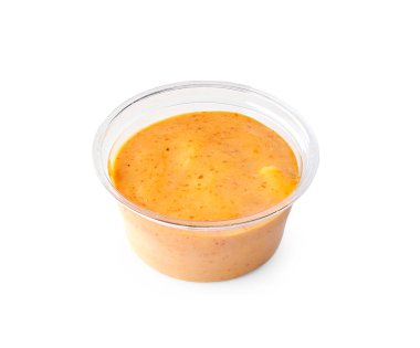 Patates ve kızarmış hamburger için sos, beyaz arka plan ve izole edilmiş.