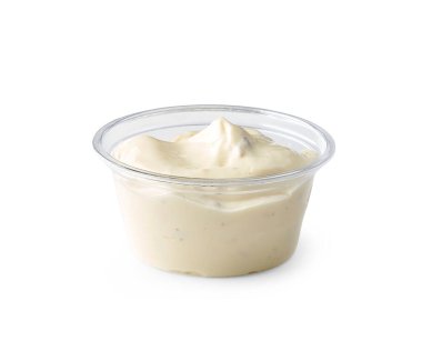 Patates ve kızarmış hamburger için sos, beyaz arka plan ve izole edilmiş.