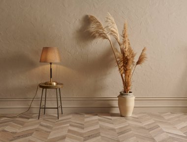 Koyu sarı duvar, lamba, sandalye, parke tarzı, evin içi..