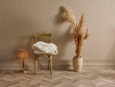 Yastık ve yorgan takımı, modern iç malzemeler, kanepe ve banka mobilyası, ev dekorasyonu, pamuk fabrikası, natürmort yaşam konsepti..