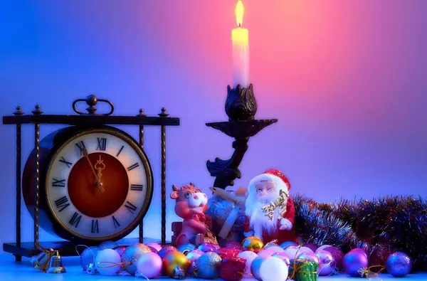 Світло Чарівної Різдвяної Свічки Рік Свята Святого Миколая Наближається Різдвяна — стокове фото