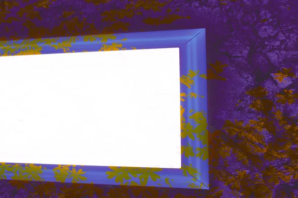 Abstract blue orange purple floral frame with white space for text