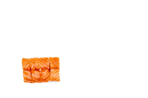 Finom Sushi Darabok Vörös Hal Lazac Izolált Fehér — Stock Fotó