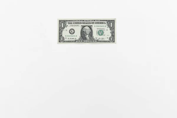 1つの緑豊かなドル札 白い上に隔離されたアメリカのお金 — ストック写真