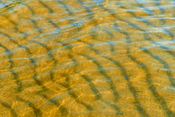 Zand Met Golf Reliëf Gele Bodem Van Een Heldere Transparante — Stockfoto