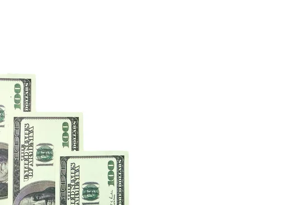 Notas Dólar Esverdeado Dinheiro Americano Isolado Branco — Fotografia de Stock