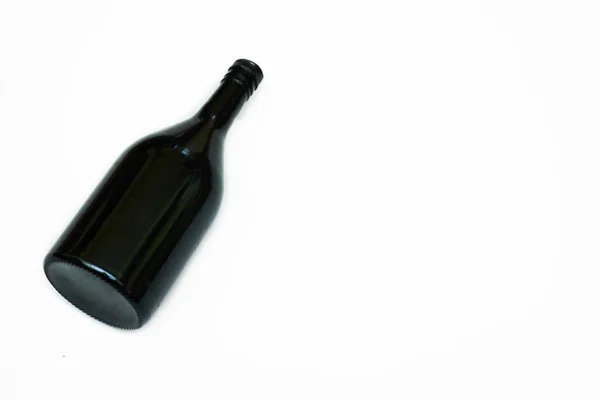 Черная Бутылка Алкоголя Вино Виски Коньяк Хорошее Настроение — стоковое фото