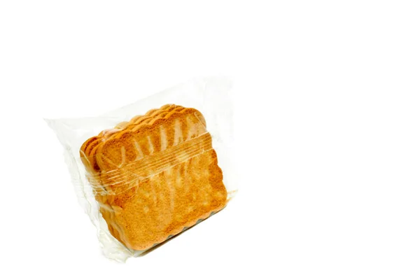 Köstliche Süße Kekse Einer Schützenden Zellophanverpackung Zum Verkauf Auf Einem — Stockfoto