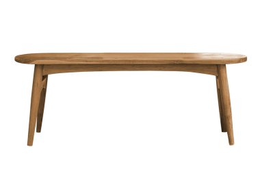 Wooden modern bench japanese style isolated on white background with clipping path.