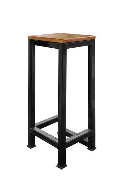 Drewniane Stalowe Nóżki Uproszczony Bar Krzesło Izolowane Białym Tle Praca — Zdjęcie stockowe