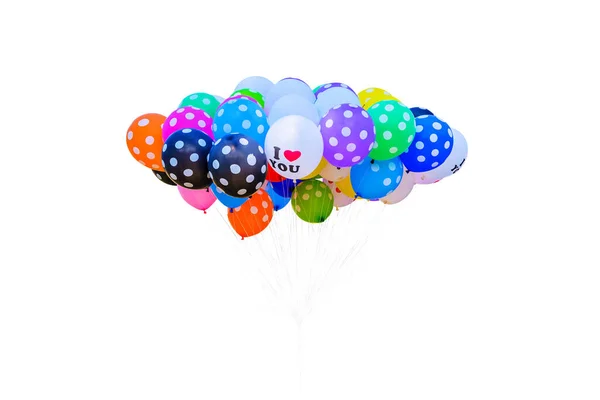 Bundle Colorful Balloons Isolated White Background Clipping Path — Stock Photo, Image
