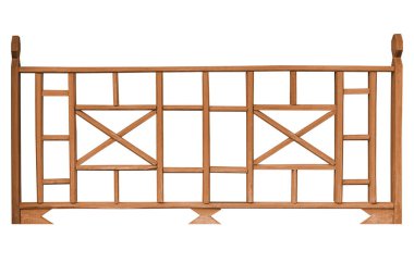 Tahta korkuluklar kırpma yolu olan beyaz arkaplanda izole edildi.