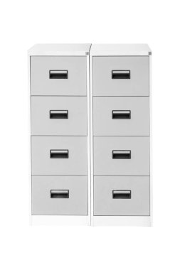 Çelik dosya dolabı beyaz izole, kırpma yolu ile çalışma. 