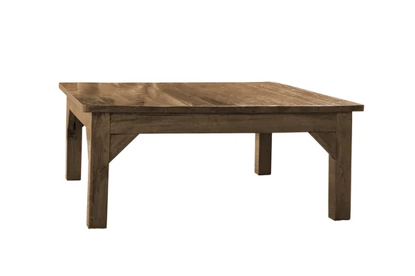 白い背景に隔離された低い木製のテーブルは クリッピングパスで動作します — ストック写真