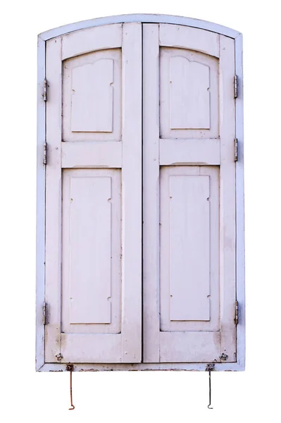 Stare Drewniane Okna Odizolowane Biało Ścieżką Wycinania — Zdjęcie stockowe