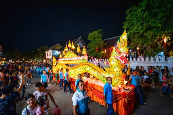 Luang Prabang Laos October 2019 Parade Lamp Lantern Festival End — Stock Photo, Image